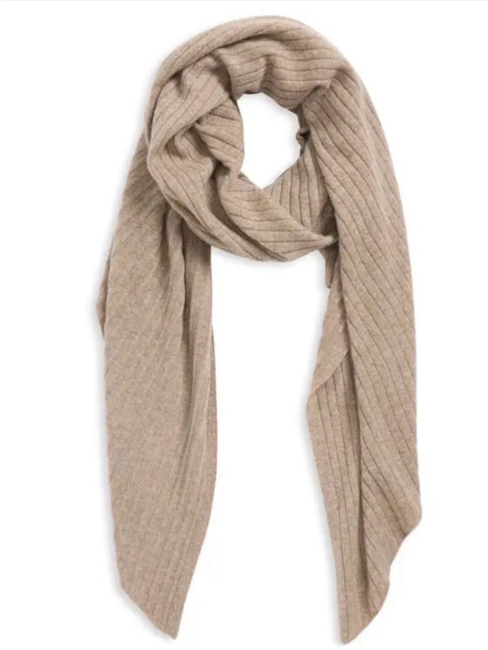 Nordstrom Tan Portabella Rib Cashmere Travel Wrap *Flaw